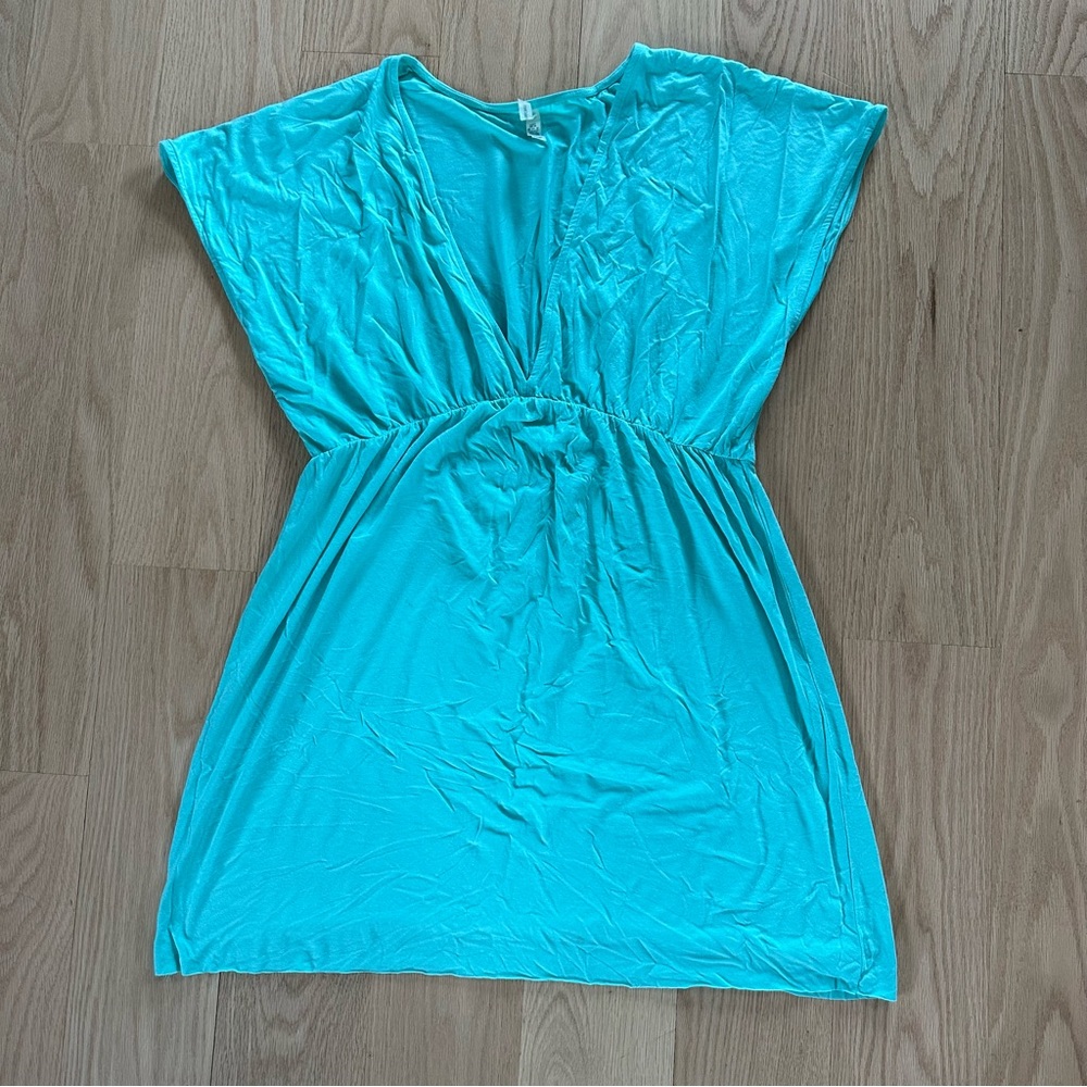 Vintage Large VS Teal Deep V Coverup